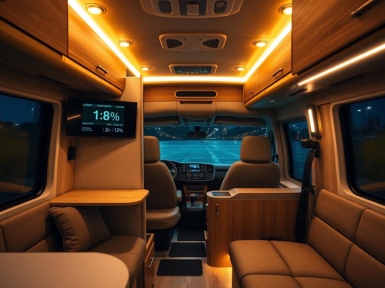 Interior with battery monitor